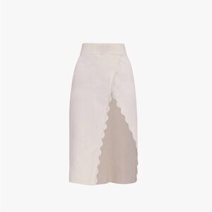 ANDREA IYAMAH ODA Scalloped Knit Skirt Tusk Small Designer Quiet Luxury NWT READ